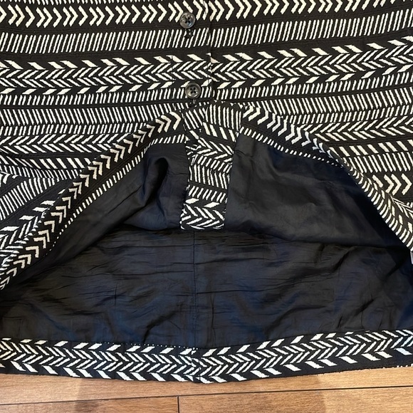 Anthropologie Maeve Fieldnotes button front Black White Tribal Striped Skirt 2 - Picture 9 of 14
